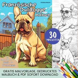 Französische Bulldogge Malbuch - Kostenlose Malvorlagen zum Ausdrucken
