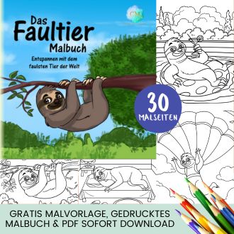 Faultier Malbuch - Kostenlose Malvorlagen zum Ausdrucken