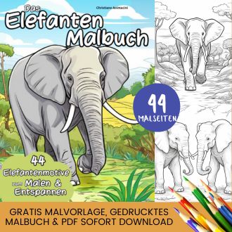 Elefanten Malbuch - Kostenlose Malvorlagen zum Ausdrucken